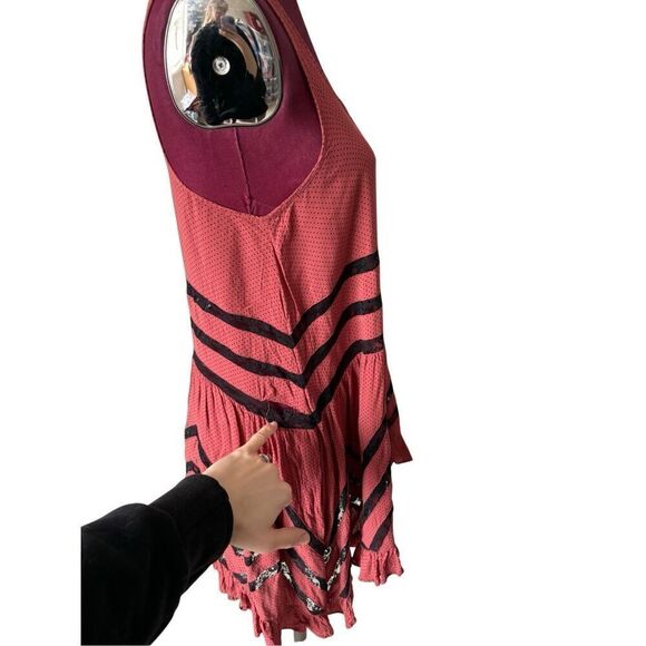 Free People Voile And Lace Trapeze Burnt Orange Slip Size S - Picture 9 of 9